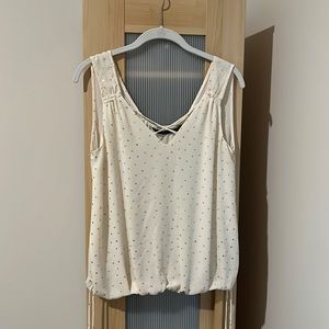 Zara Cream Blouse with Gold Polka Dots